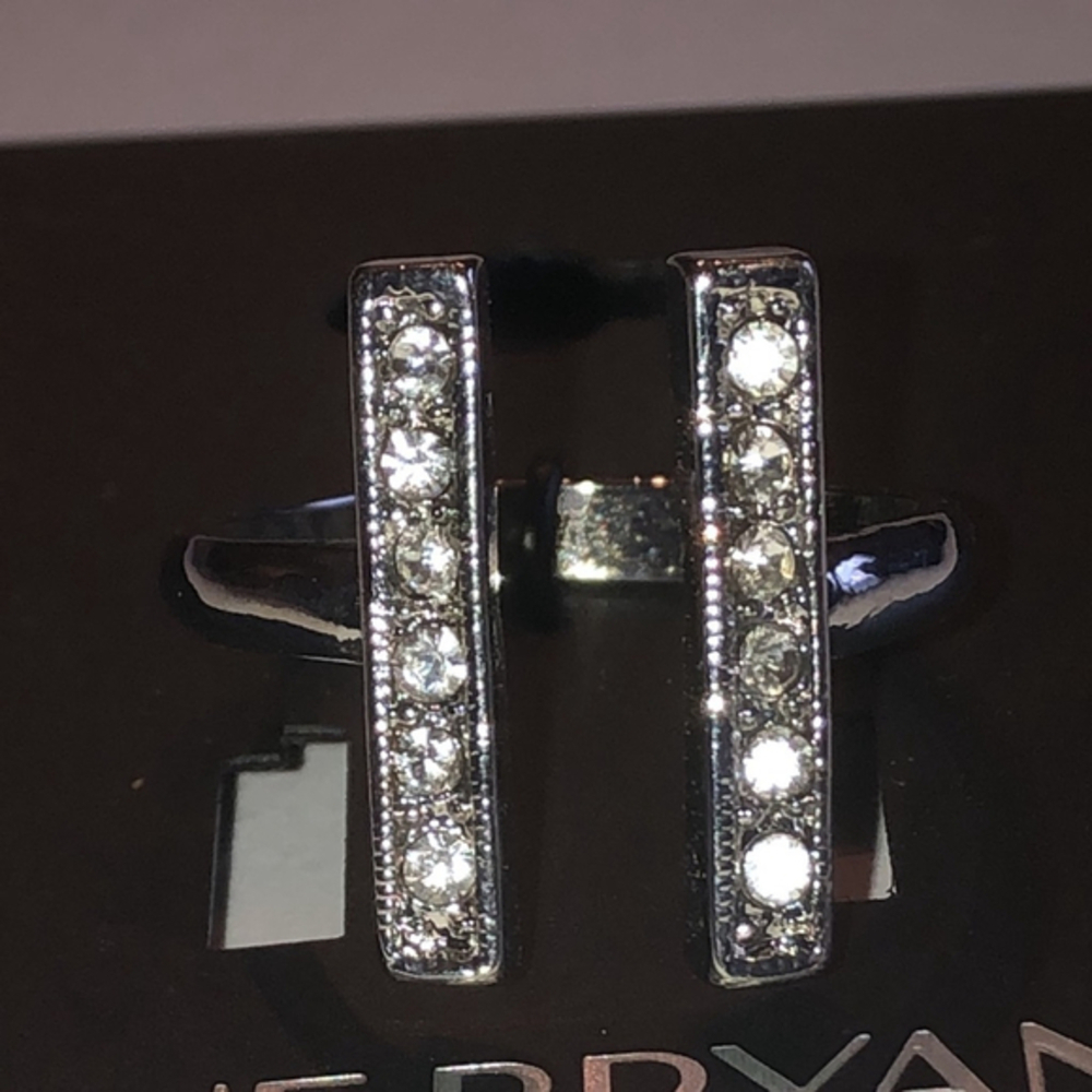 Size 11 Lane Bryant Silver Tone CZ Rhinestone Boho Statement Ring